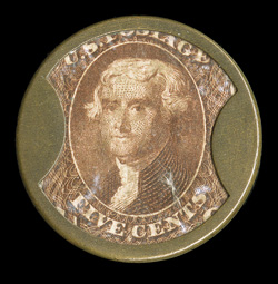 EP96a, J. Gault, 5c Brown with ribbed frame, select example with intact mica and very little wear on the frame, very fine.