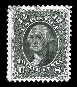90, 12c Black, E grill, used, quite well centered within unusually wide margins, strong rich color and impression on bright paper, lightly cancelled, very fine and choice 1996
PF certificate.