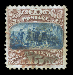 118, 15c Brown and blue, Ty. I, used, rich colors, cancelled by a black cork and a red transit pmk., very fine 1989 PF certificate.