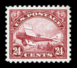 C6, 24c Carmine, a magnificent mint single that is flawlessly centered within large margins, radiant color and a deeply etched impression, o.g., n.h., superb an outstanding gem
that would please even the most fastidious collector 2007 PSE cert