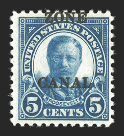 86e, 5c Dark blue, overprinted Zone Canal, fresh mint single, rich color on bright paper, o.g., lightly hinged, fine (CZSG 86e).
