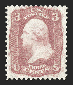 56, 3c Brown rose August, rich color and strong impression on fresh paper, well centered, o.g., very lightly hinged, fresh and very fine.