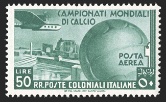 C29-35, 1934 50c-50L 2nd World soccer championship cplt., post office fresh, o.g., n.h., very fine set.