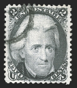 87, 2c Black, E grill, select quality used example, wonderfully well centered within wide margins, strong color and a crisp impression on bright paper, unobtrusive cancel,
extremely fine a lovely used gem 1989 PF certificate.