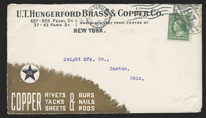 Schermack Ty. III perforations with perforated control mark,  four covers each with a single stamp (343, 344 (two) and 384), each tied on commercial cover with corner card, two
with window addresses, a few small faults, otherwise a fine and scar