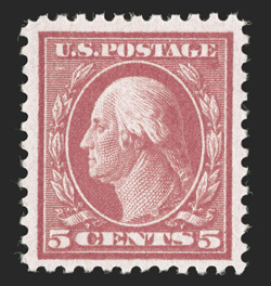 505, 5c Rose error, bright and fresh, large margins, o.g., n.h., very fine.