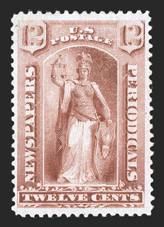 PR63, 12c Red, select mint single, attractively centered and margined, strong color, o.g., relatively lightly hinged, fresh and very fine.