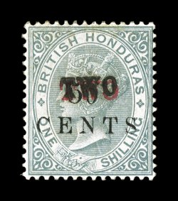 S.G. 35c, 1888 TWO in both black and red on 50 Cents on 1- Grey, well centered, rich color, o.g., signed on the reverse No. 1 W.G.A. 61188 by postmaster W.G. Aikman, a very
fine example of this major trial surcharge rarity, with only