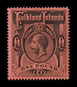 S.G. 69, 1914 £1 Black on red King George V, well centered, fresh, o.g., tiny bit of h.r., very fine (Scott 40 $525.00).