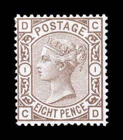 S.G. 156a, 1876 8p Purple brown, a wonderfully fresh and choice mint example of this unissued color, which was prepared for use but never issued, rich luxuriant color and a
deeply etched impression, centered a bit to the left as are all known ex