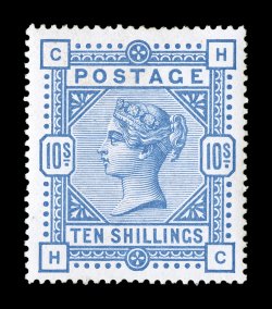 S.G. 183, 1884 10- Ultramarine, lettered H-C, a most impressive mint example, with stunning deep color and prooflike impression on crisp white paper, outstanding centering as
well, full o.g., relatively lightly hinged, extremely fine and exceed