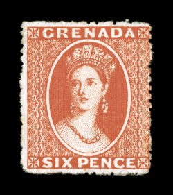 S.G. 17, 1878 6p Deep vermilion, intermediate perf. 15, gorgeous vivid color and a striking impression, slightly disturbed o.g., a fine example of this elusive stamp 2008 BPA
certificate (Scott 5D $925.00).