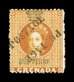 S.G. 29a, 1883 Half of 1p Orange bisect used as 12p, unsevered pair with type 12 POSTAGE surcharge, desirable mint example of this scarce stamp, wonderfully fresh color, quite
well centered for this, part o.g., very fine 1977 PF and 2008 BPA
