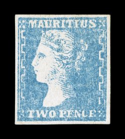 S.G. 44, 1859 2p Pale blue, unused, large margins all around, attractive color and a fine impression in fresh paper, small thin spot, very fine appearance 2008 BPA certificate
(Scott 17 $2,250.00).