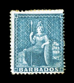 S.G. 18, 1861 (1p) Pale blue, perf. 14-16, unused, strong rich color, certificate states regummed but we feel this may have part o.g., fine 2008 BPA certificate ex-Isleham
(Scott 14 $925.00).