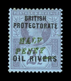 S.G. 35, 1893 12p on 2 12p Purple on blue, Ty. 10 surcharge in green, rich colors, o.g., minor h.r., fine only 120 were printed 1993 BPA certificate (Scott 28
$475.00).
