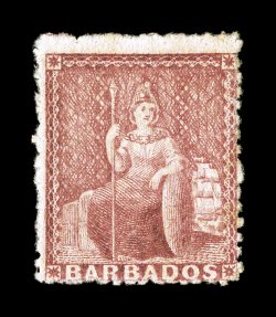 S.G. 49, 1871 (4p) Dull rose red, scarce unused example, attractive color, currently certificate states a little toned which we feel is not worthy of mention, fine clear 1974
APS certificate and a 2008 BPA certificate (Scott 30 $1,150.00).