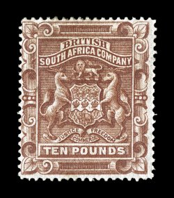 S.G. 13, 1892 £10 Brown, lovely rich color and a detailed impression, redistributed o.g. (a large percentage of these stamps are without gum), fresh and fine 2008 BPA
certificate (Scott 19 $2,850.00).