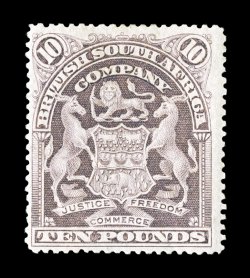 S.G. 93, 1901 £10 Lilac, unused, expertly regummed, attractive color, fine a collectable example of this elusive stamp clear 1985 RPS certificate (Scott 75
$3,750.00).