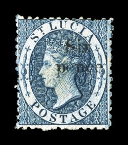 S.G. 9-10, 1885 Half penny and Six pence surcharges, prepared for used but never issued, unused, strong bright colors, fine each signed H. Bloch and accompanied by his 1979
Friedl certificate for the pair (Scott 25-26 $1,327.50).