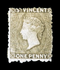 S.G. 37, 1881 1p Drab, elusive mint single, o.g., minor h.r., natural gum crease, fine 2008 BPA certificate (Scott 26 $650.00).
