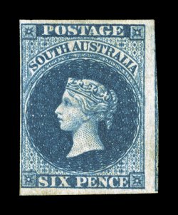 S.G. 3, 1855 6p Deep blue, London print, unused, three large margins including part of the adjoining stamp at right, left margin close but easily clears the design, sumptuously
rich color and a highly detailed impression on bright white paper, v