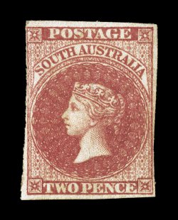 S.G. 8, 1856 2p Blood red,  margins all around ranging from large to close, but clears the frame line at all places, strong rich color, part o.g., nearly very fine 1996 Rendon
certificate (Scott 6 $1,600.00).