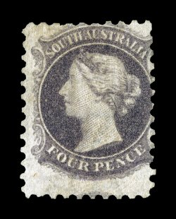 S.G. 111, 1871 4p Dull lilac, watermarked Crown and V, seldom seen mint example of this rare stamp, strong rich color, centered to top right, part o.g., h.r., fine for this
1933 RPS certificate ex-Gibralter (Scott 63 $2,600.00).