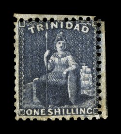 S.G. 63, 1862-63 1- Bluish slate on thick paper, perforated 11 12 to 12, unused, deep color and impression, faint trace of toning at bottom still quite fine and scarce 2008 BPA
certificate (Scott 42 $2,750.00).