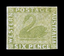 S.G. 28, 1861 6p Sage green, unused, full to large margins all around, attractive color, very fine a terribly elusive stamp, especially unused 2008 BPA certificate (Scott 16
$1,900.00).