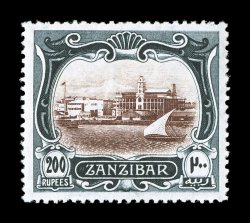 S.G. 245, 1908 200R Brown and greenish black Palace, well centered, marvelously bright and fresh, o.g., lightly hinged, very fine a handsome example of this high value 2008 BPA
certificate (Scott 119 $1,150.00).