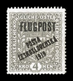 B37-39, 1.50K on 2K to 4K Air Posts with PostaCeskoslovenska1919 overprints cplt., strong colors, nicely centered, o.g., fine-very fine each signed two or more times (Michel
71-73 Ç1,070).