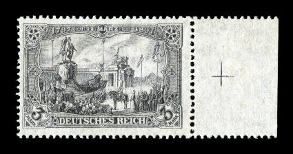 102, 1920 3M Black violet, watermark circles, right sheet-margin single, strong fresh color, o.g., lightly hinged, very fine a handsome mint example of this scarce stamp signed
Richter (Michel 96W Ç2,500).
