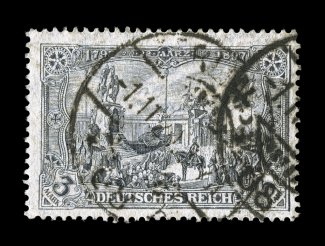 102, 1920 3M Black violet, watermark circles, used, well centered, warm color, 1.11.1921 c.d.s. postmarks, very fine a particularly rare and challenging stamp in this premium
used condition 1980 PF certificate (Michel 96W Ç5,000).