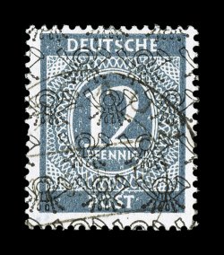 593A-99, 1948 2pf-84pf Numerals with posthorn ovpts. cplt. used, exceptionally fresh, c.d.s. postmarks, fine-very fine an especially scarce set in used condition all but the
five least expensive values (15pf Green, 30pf, 45pf, 50pf and 84pf) a