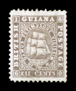 S.G. 37, 1860 12c Grey lilac, nicely centered, rich color, part o.g., tiny mark at top and a light corner crease, very fine appearance 2008 BPA certificate (Scott 21
$460.00).