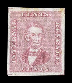 Turner Essay 52d, Lincoln portrait in light carmine on thin wove paper, with all four corner guide lines complete, attractive color, o.g., very fine.