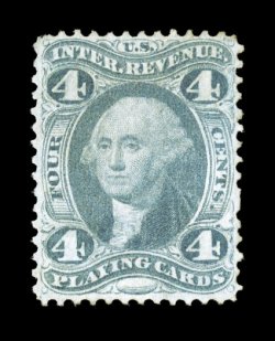 R21c, 4c Playing Cards, seldom seen unused example, well centered, strong color, very fine.