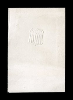 Embossed shield essay on glazed paper, die sunk on 45x68mm card, strong detailed embossing, very fine a scarce and unlisted essay.