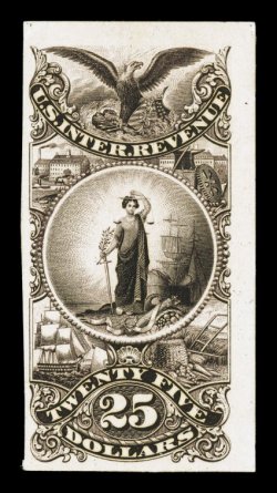 Turner Essay 78-A, $25.00 Maryland arms vignette, plate essay on card, set of all five listed colors (blue, dark blue, brown, green and plum), all are top sheet-margin
examples, very fine.