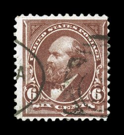 271a, 6c Dull brown, watermarked USIR in error, used, clear I watermark, rich luxuriant color, light duplex cancel, crease at bottom left, fine appearance a highly collectable
example of this very rare error, with only about 30 used copies