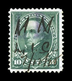 R157, 10c Dark green, magenta I.R. provisional handstamped overprint, of the Michigan Mutual Life Insurance Co., with their July 12 (1898) ms. cancel, deep luxuriant color,
centered a bit to left but better centering than normally found, fine