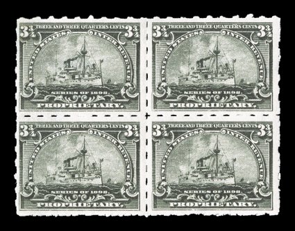 RB29p, 3 34c Olive gray, hyphen hole perf. 7, fresh mint block of four, rich color, o.g., top stamps h.r., bottom stamps l.h., very fine.