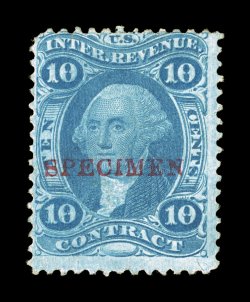 R34S-H, 10c Contract with red Specimen overprint, strong bright color, a couple minute creases, otherwise fine.
