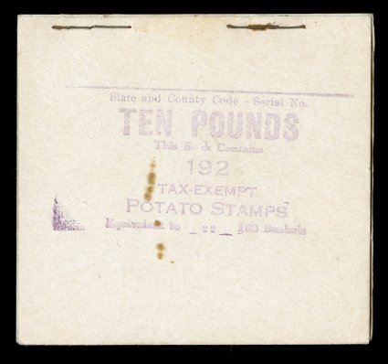 RI16a, 10 lb. Black brown, unexploded provisional booklet of 192 stamps, with handstamp on front cover, quite fresh throughout except for a few tiny stains on the front cover,
fine-very fine overall like the above lot, this is the first examp