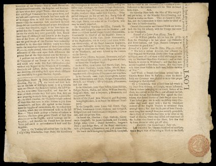 RM1, 12p Massachusetts red handstamp, die with beak of bird pointing to L of HALF, on two page June 28, 1857 Boston Gazette and Country Journal, slight faults affect the stamp,
otherwise fine and very scarce.