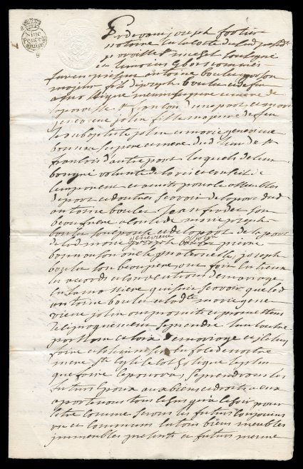 RM31, 26 General issue embossed, exceptionally well struck example on top left of 1766 Marriage Contract at Quebec, with handstamped Nine Pence in Crown at left, quite fresh,
very fine a lovely example of this rare embossed revenue.