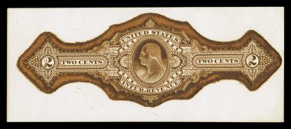 Turner Essay 232, 2c Washington, engraved die essay on heavy card, set of all five of the listed colors (blue, brown, dark brown, dark green and blue green), a very fine and
well matched set only 50 each of the latter four colors were printed.