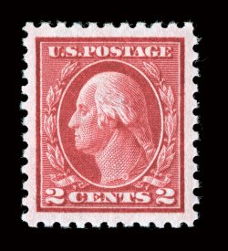 425, 2c Rose red, Ty. I, an incomparable mint example, flawlessly centered amid enormous margins, absolutely radiant color and a crisp detailed impression on pristine paper,
unusually even and intact perforations all around (including all four c