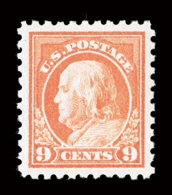 471, 9c Salmon red, an incredible jumbo-margined mint example of this surprisingly difficult value, boasting the most enormous margins imaginable, and being virtually perfectly
centered within this vast expanse, sumptuously rich color as well, w